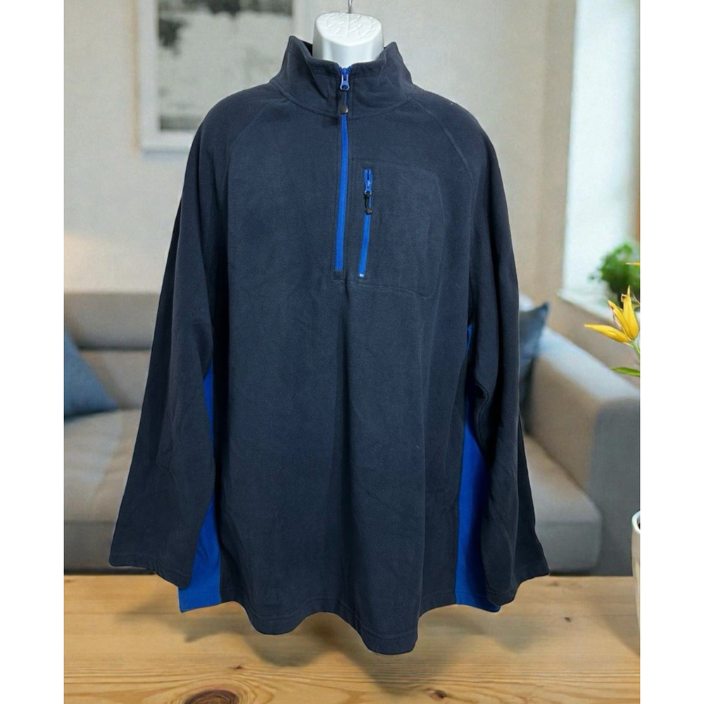 Starter Fleece Sweatshirt Men's Size 3XL (54-56) Blue 1/4 Zip Pullover Fleece